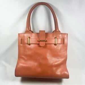 FURLA Coral Pink Leather Top Handle Small Tote Bag